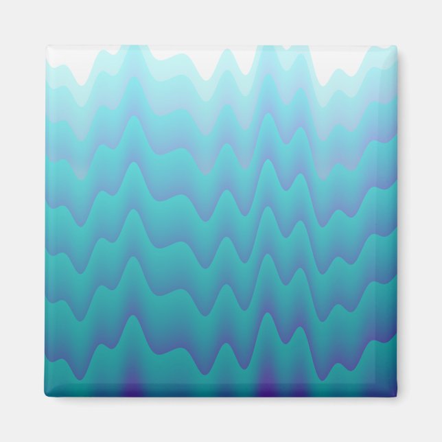 Abstract Waves Turquoise Blue Magnet (Front)