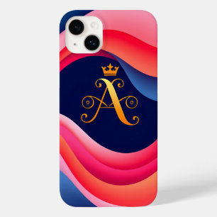 Abstract Waves with Stylish Golden Initial Case-Mate iPhone 14 Plus Case