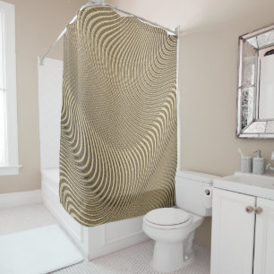 Abstract Wavy Art Golden Shower Curtain