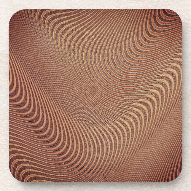 Abstract Wavy Brown Coaster (Front)