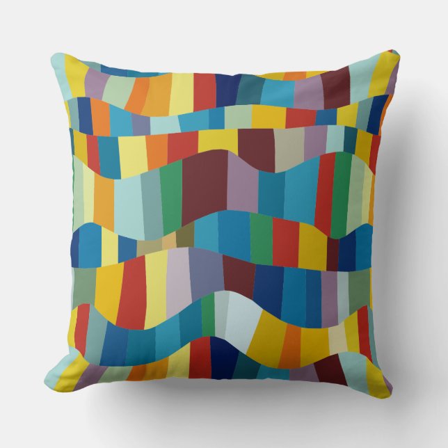 Abstract Wavy Colour Patchwork 291020 Cushion (Front)