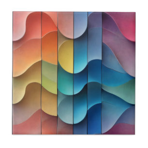 Abstract Wavy Colourful Pattern Tile
