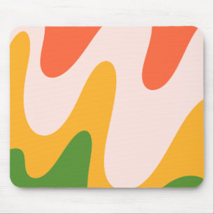 Abstract Wavy Fluid Lines Minimalist Mouse Pad