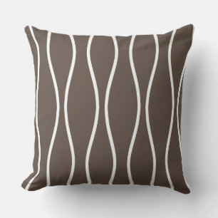 Abstract Wavy Geometric Pattern on Beige Cushion
