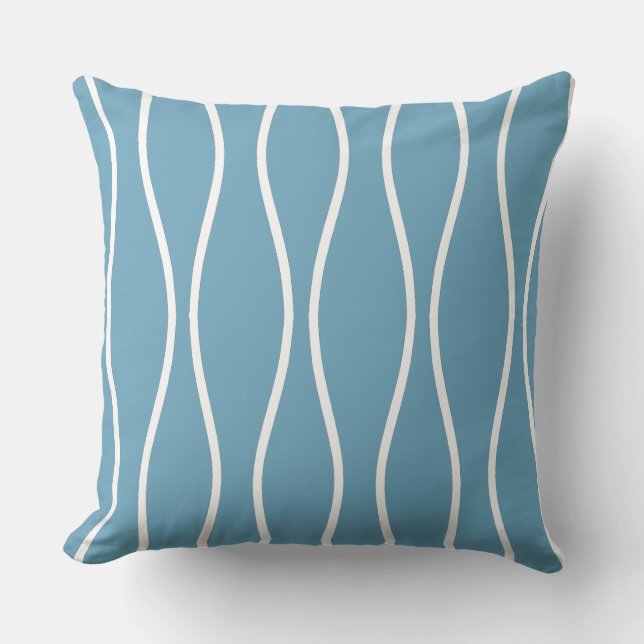 Abstract Wavy Geometric Pattern on Teal Cushion (Front)