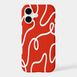 Abstract Wavy Line Bold Red Minimalist Pattern