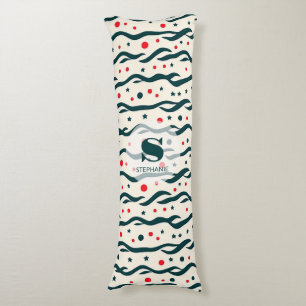 Abstract Wavy Lines and Geometric Shapes Pattern Body Cushion