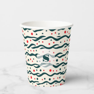 Abstract Wavy Lines and Geometric Shapes Pattern Paper Cups