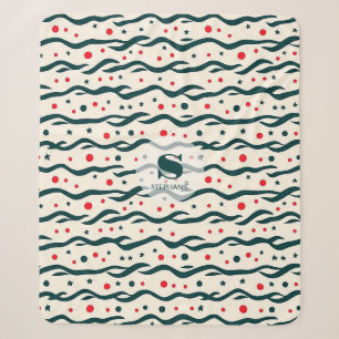 Abstract Wavy Lines and Geometric Shapes Pattern Sherpa Blanket