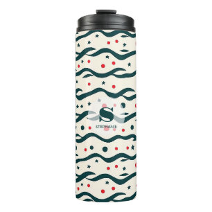 Abstract Wavy Lines and Geometric Shapes Pattern Thermal Tumbler