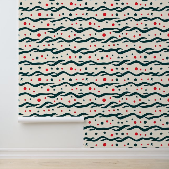 Abstract Wavy Lines and Geometric Shapes Pattern Wallpaper (Application)