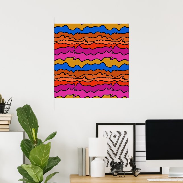 Abstract Wavy Lines Wall Art (Home Office)