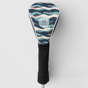 Abstract Wavy Lines with Snowflake Dots Golf Head Cover