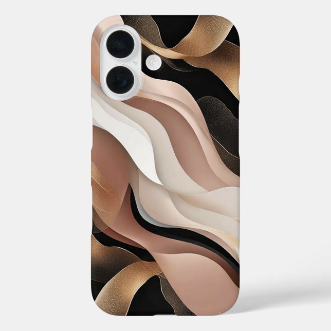 Abstract Wavy Patterns with Elegant Gold Case-Mate iPhone Case (Back)