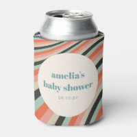 Abstract Wavy Stripe Aqua Peach Custom Baby Shower