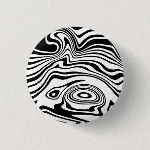 Abstract Wavy Striped Black and White Button
