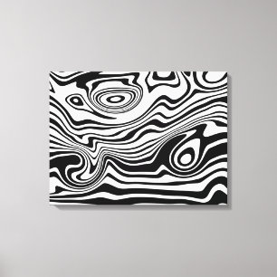 Abstract Wavy Striped Black White Canvas Print