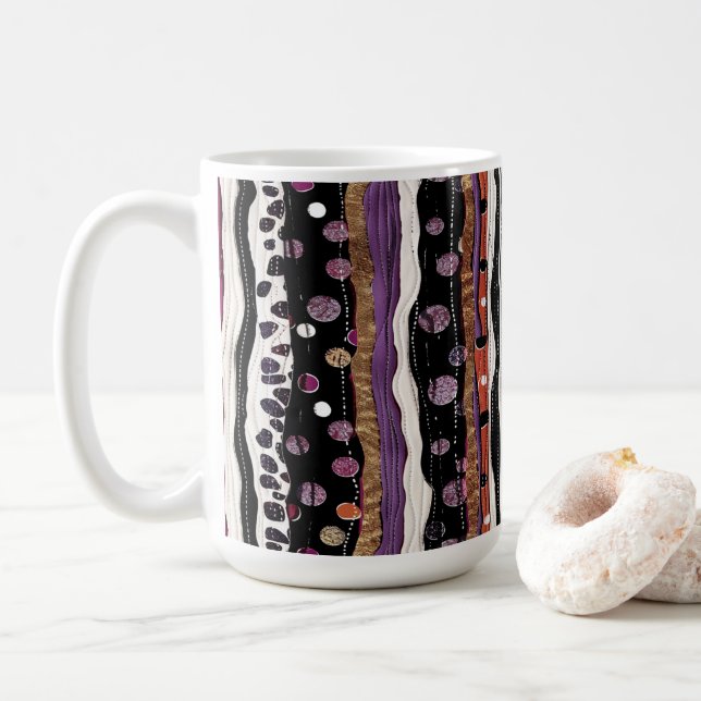 Abstract Wavy Stripes Coffee Mug (With Donut)