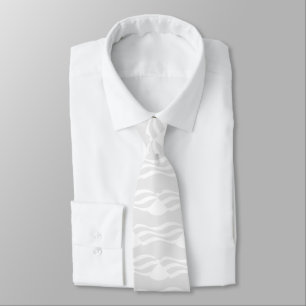 abstract wavy stripes pale grey white wedding tie