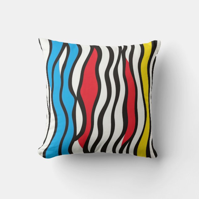 Abstract Wavy Stripes Pillow (Front)