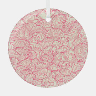 Abstract wavy strokes, vintage pattern. glass tree decoration