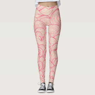 Abstract wavy strokes, vintage pattern. leggings