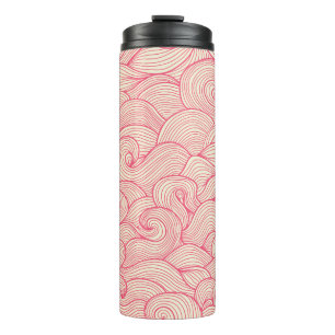 Abstract wavy strokes, vintage pattern. thermal tumbler