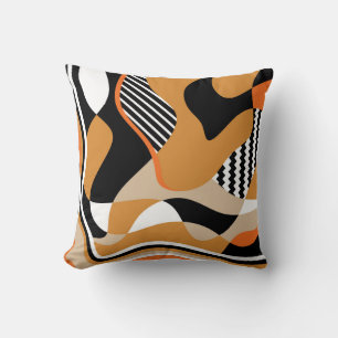 Abstract wavy: vintage black pattern cushion