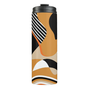 Abstract wavy: vintage black pattern thermal tumbler