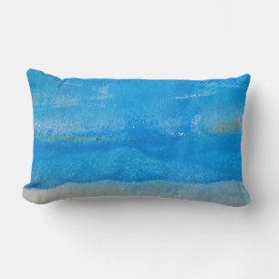 abstract weathered aqua paint pattern lumbar cushion