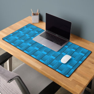 Abstract Weave On Aqua Desk Mat