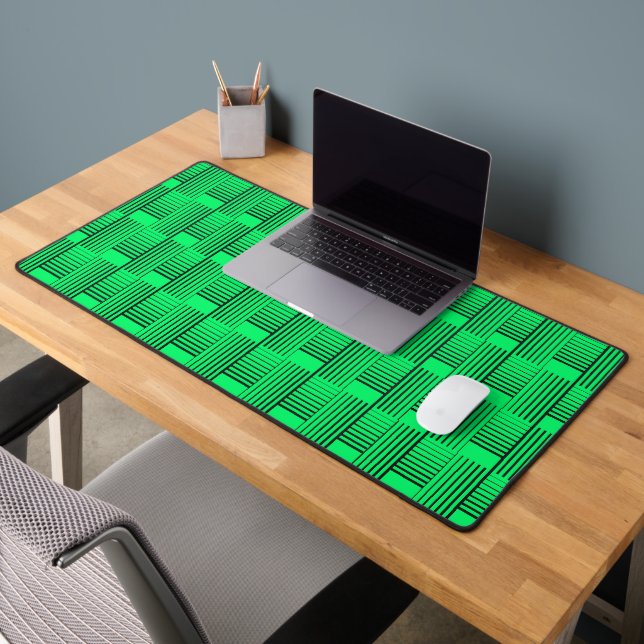 Abstract Weave On Neon Green Desk Mat (Office 2)