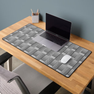 Abstract Weave On Silver Grey Desk Mat