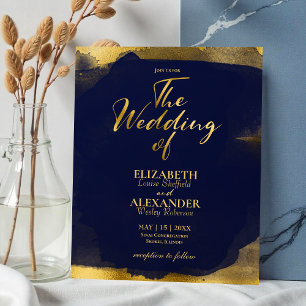 Abstract Wedding Invitations Navy Blue Gilded