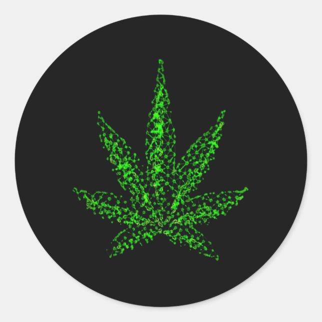 Abstract Weed Leaf Classic Round Sticker (Front)
