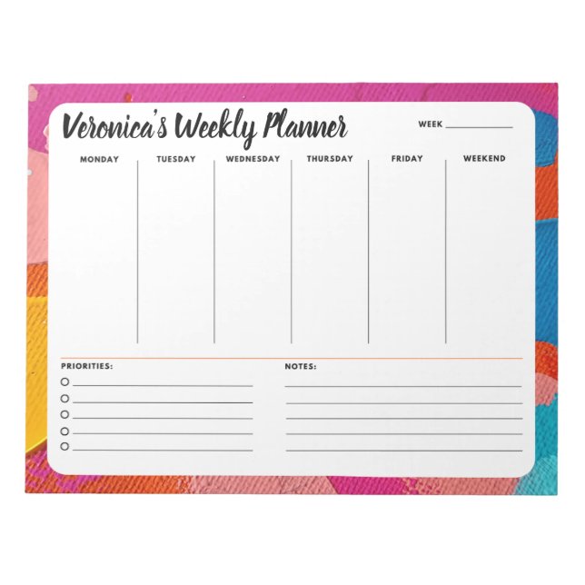 Abstract Weekly To Do List Notepad Planner (Front)