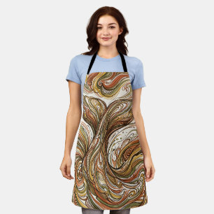 Abstract Whale Tail Earth Tone Ink Modern Apron
