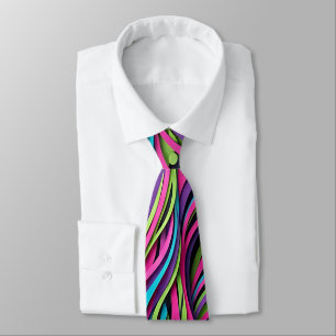 Abstract Whale Tail Neon Vibrant Neck Tie