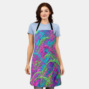 Abstract Wheat Field Neon Vibrant Oil Apron
