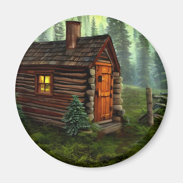 Abstract Whimsical Little Hunting Cabin Magnet (Front)