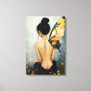 Abstract Whimsical Woman and Butterfly Canvas Print