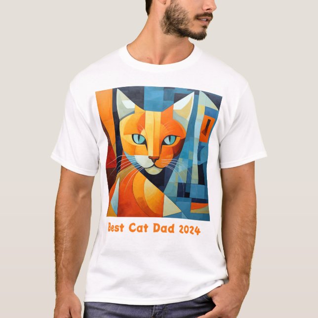 Abstract Whiskers: Best Cat Dad T-Shirt (Front)