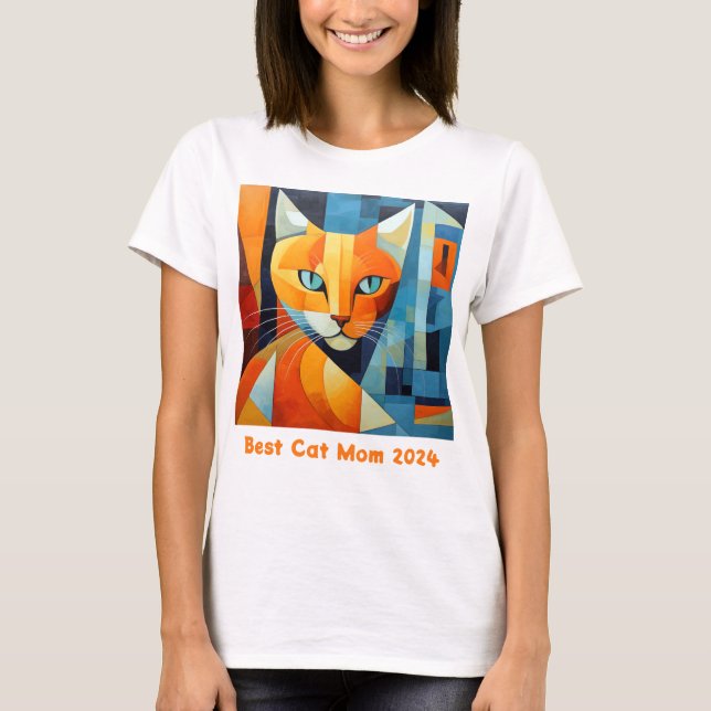 Abstract Whiskers: Best Cat Mum T-Shirt (Front)