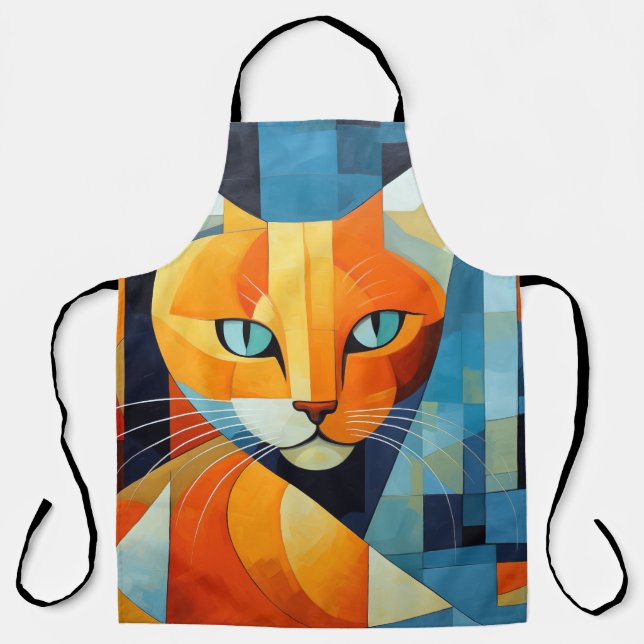 Abstract Whiskers: Orange Cat Apron (Front)