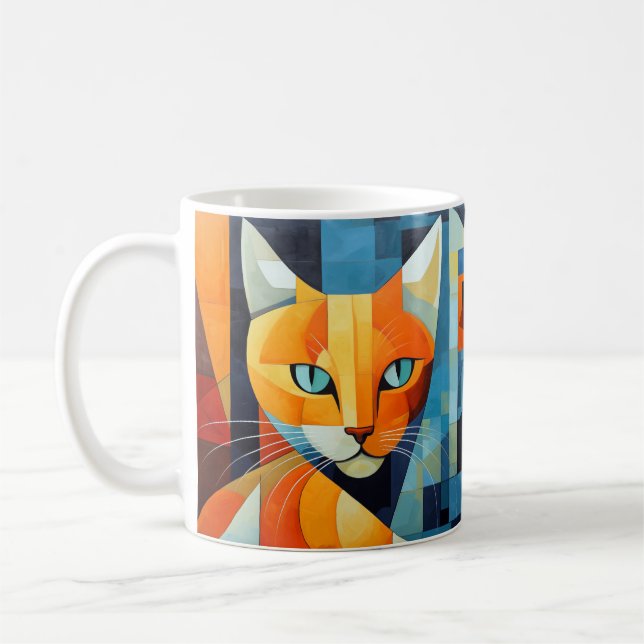 Abstract Whiskers: Orange Cat Coffee Mug (Left)