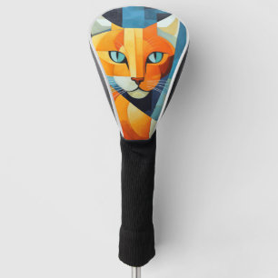 Abstract Whiskers: Orange Cat Golf Head Cover