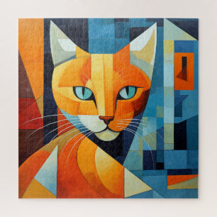 Abstract Whiskers: Orange Cat Jigsaw Puzzle