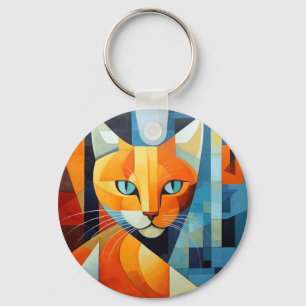 Abstract Whiskers: Orange Cat Key Ring
