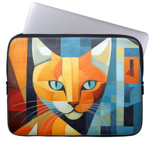 Abstract Whiskers: Orange Cat Laptop Sleeve