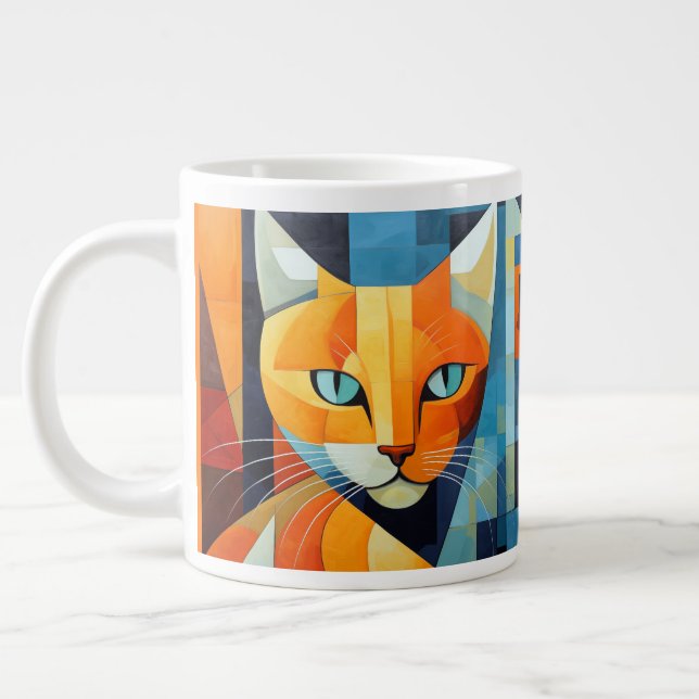 Abstract Whiskers: Orange Cat Large Coffee Mug (Left)